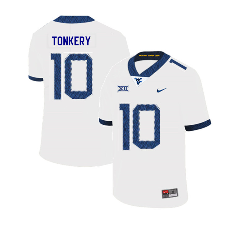 NCAA Men's Dylan Tonkery West Virginia Mountaineers White #10 Nike Stitched Football College 2019 Authentic Jersey QU23X34KP